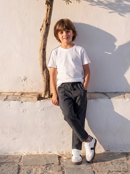 LCW Kids Antrasit Erkek Çocuk Keten Karışımlı Kargo Pantolon ürün görseli 1