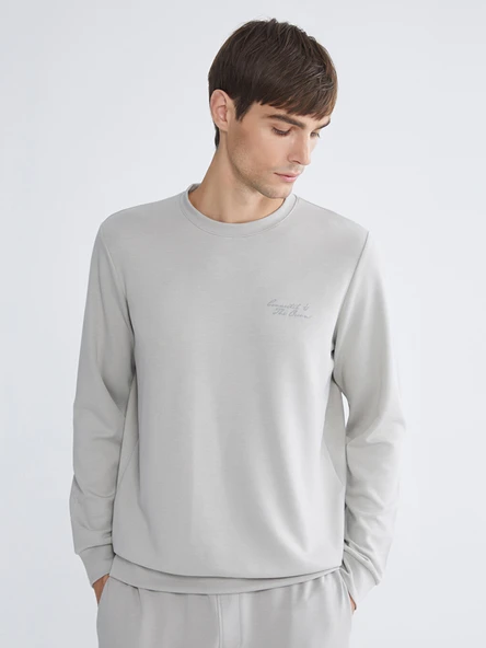 LCWAIKIKI Classic Gri Bisiklet Yaka Erkek Sweatshirt ürün görseli 1