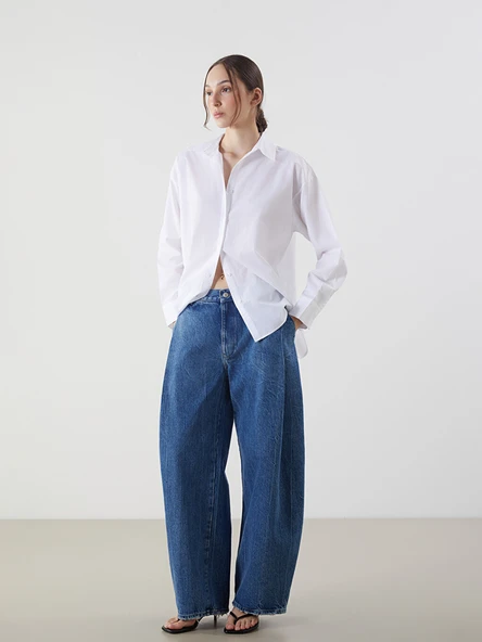 LCW Jeans İndigo Baggy Fit Kadın Jean Pantolon ürün görseli 1