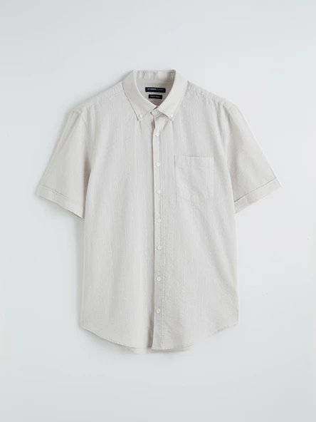 LCWAIKIKI Classic Bej Regular Fit Armürlü Erkek Gömlek - Resim 5