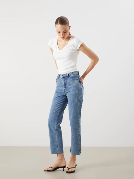 LCW Jeans İndigo Straight Fit Kadın Jean Pantolon ürün görseli 1