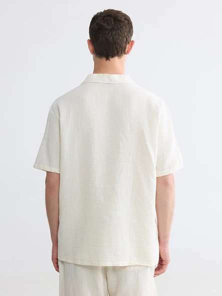 LCW Vision Bej Regular Fit Müslin Erkek Gömlek - Resim 4