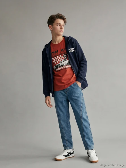 LCW Kids İndigo Barrel Fit Erkek Çocuk Jean Pantolon ürün görseli 1