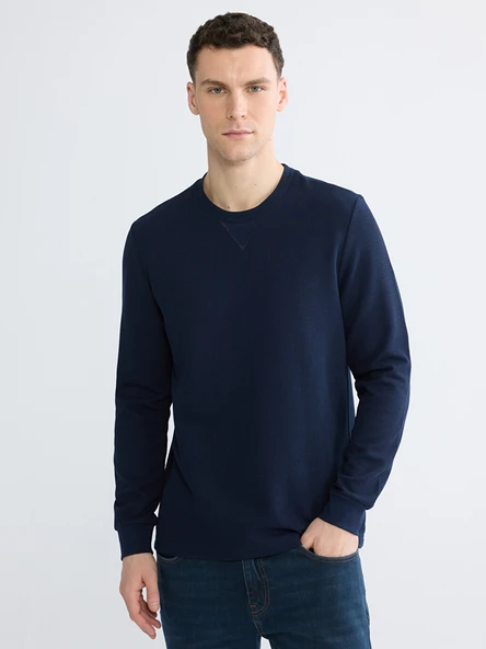 LCWAIKIKI Classic Lacivert Bisiklet Yaka Erkek Sweatshirt ürün görseli 1