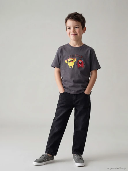LCW Kids Siyah Regular Fit Erkek Çocuk Jean Pantolon ürün görseli 1