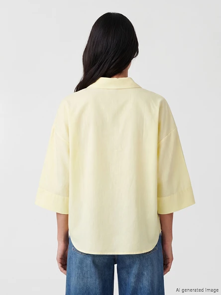 LCW Vision Sarı Oversize Kadın Gömlek - Resim 4