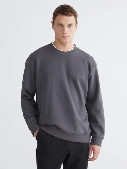 LCW Vision Antrasit Bisiklet Yaka Erkek Kalın Sweatshirt ürün görseli 1