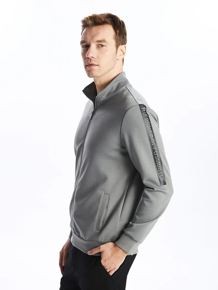 LCWAIKIKI Basic Gri Dik Yaka Erkek Sweatshirt ürün görseli 1
