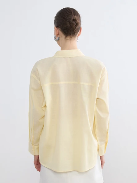 LCW Vision Sarı Oversize Kadın Gömlek - Resim 4