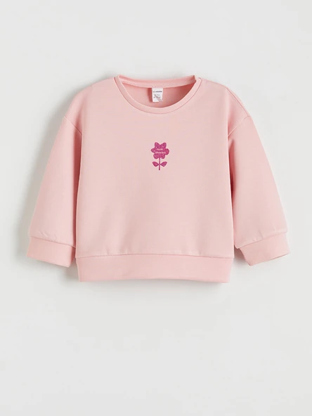 LCW Kids Pembe Baskılı Kız Çocuk Soft Touch Sweatshirt ürün görseli 1