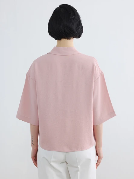 LCW Vision Pembe Oversize Armürlü Kadın Gömlek - Resim 4