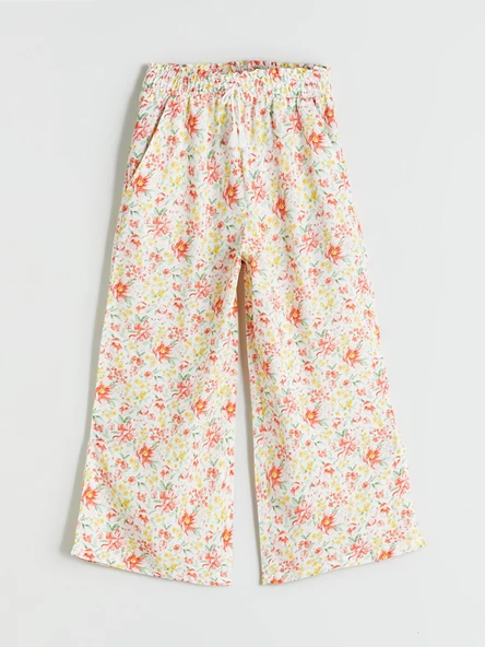 LCW Kids Karışık Beli Lastikli Çiçekli Kız Çocuk Pantolon ürün görseli 1