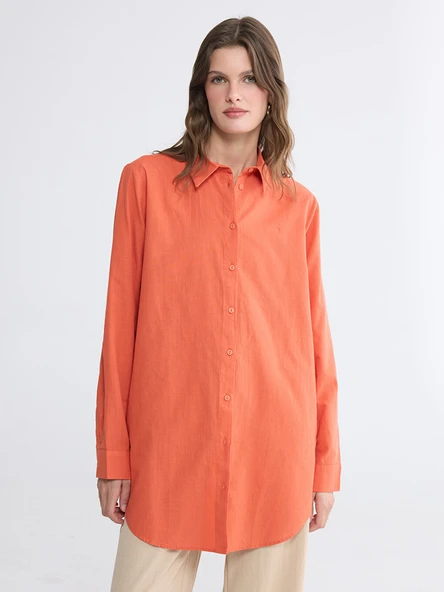 LCW EVERYDAY Turuncu Regular Fit Kadın Gömlek Tunik ürün görseli 1