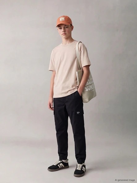 LCW Kids Siyah Loose Fit Erkek Çocuk Gabardin Jogger Pantolon ürün görseli 1