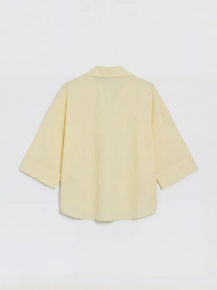 LCW Vision Sarı Oversize Poplin Kadın Gömlek - Resim 6