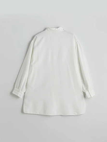 LCW Modest Ekru Oversize Kadın Gömlek Tunik - Resim 6