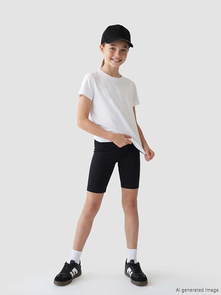 LCW Kids Beyaz Basic Kız Çocuk Kısa Tayt 2'li ürün görseli 1