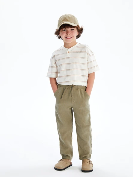 LCW Kids Haki Standart Kalıp Bağcıklı Erkek Bebek Pantolon ürün görseli 1