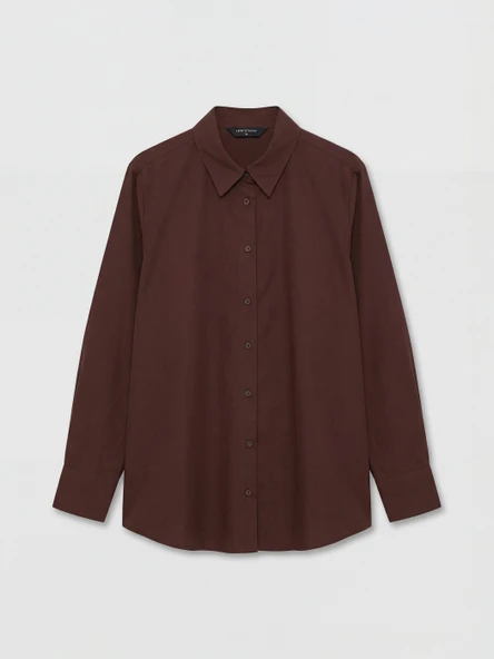 LCW STUDIO Bordo Oversize Poplin Kadın Gömlek - Resim 4