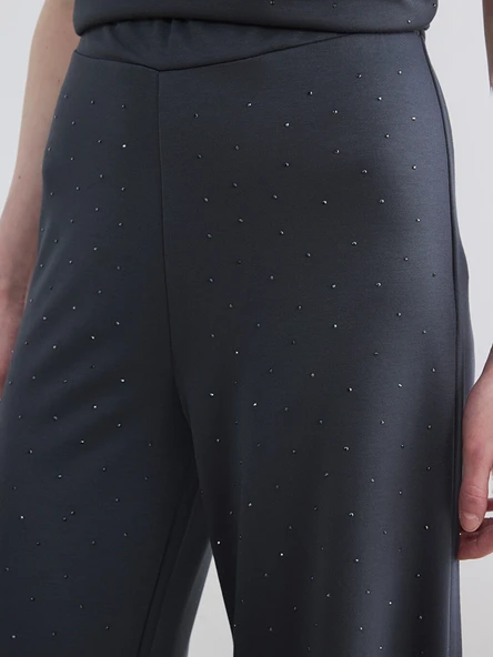 LCW Modest Antrasit Soft Touch Taşlı Kadın Eşofman Altı - Resim 3