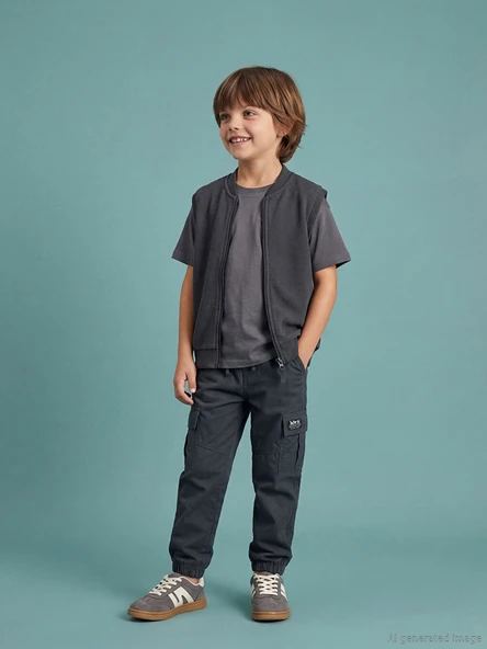 LCW Kids Antrasit Beli Lastikli Erkek Çocuk Jogger Pantolon ürün görseli 1