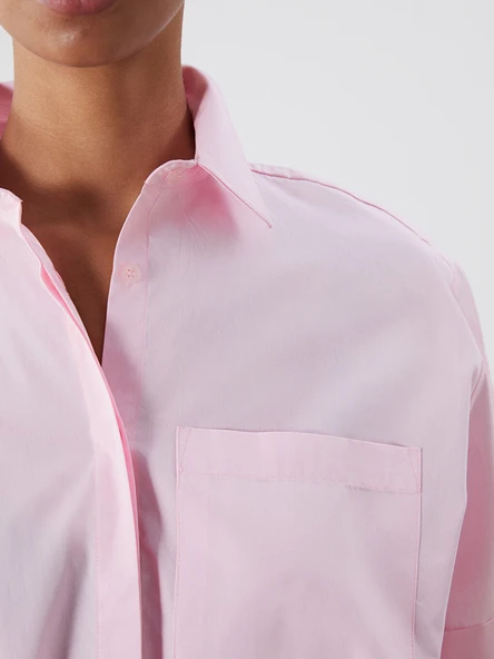 LCW Vision Pembe Oversize Poplin Kadın Gömlek - Resim 3