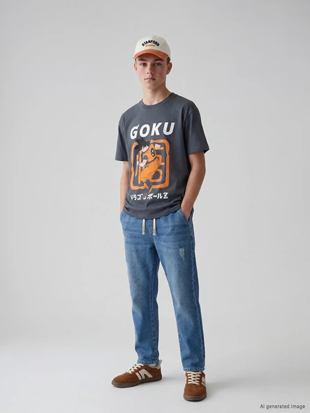LCW Kids Gri Dragon Ball Baskılı Erkek Çocuk Tişört ürün görseli 1