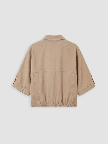 LCW Vision Bej Oversize Kadın Jean Gömlek - Resim 6