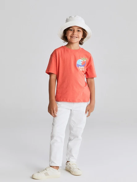 LCW Kids Beyaz Beli Ayarlanabilir Lastikli Erkek Çocuk Jean Pantolon ürün görseli 1