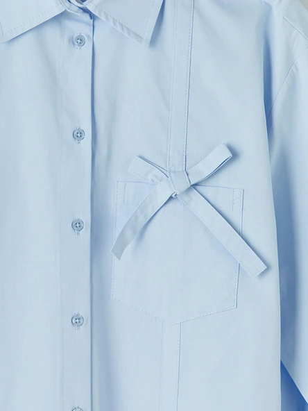 LCW Modest Mavi Poplin Kadın Gömlek Tunik - Resim 7