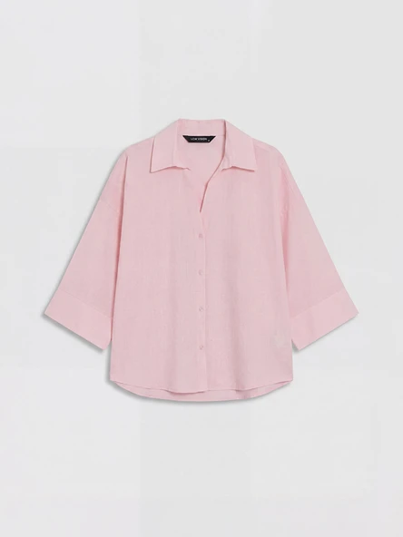 LCW Vision Pembe Oversize Kadın Gömlek - Resim 5
