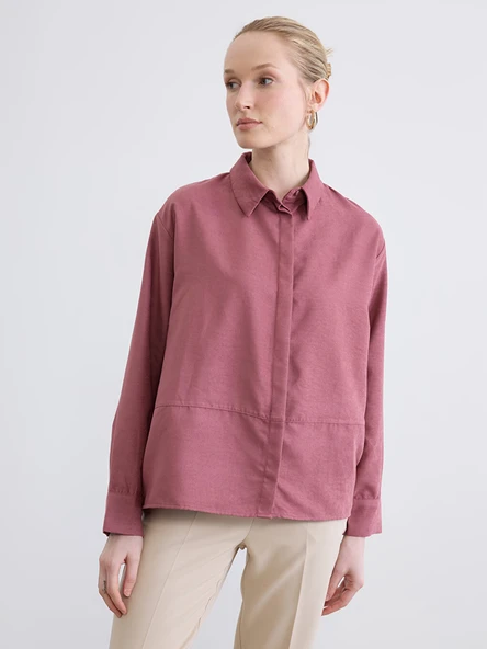 LCW STUDIO Mürdüm Saten Kadın Gömlek ürün görseli 1