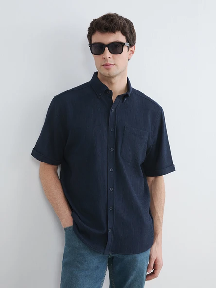 LCWAIKIKI Classic Lacivert Regular Fit Erkek Gömlek ürün görseli 1