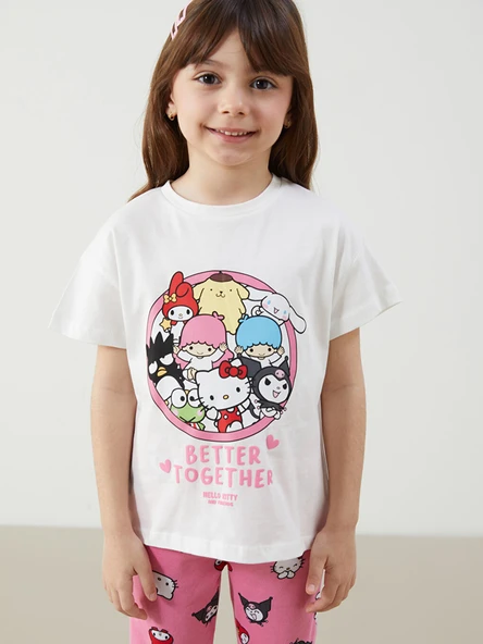 LCW Kids Beyaz Hello Kitty Baskılı Kız Çocuk Tişört ürün görseli 1