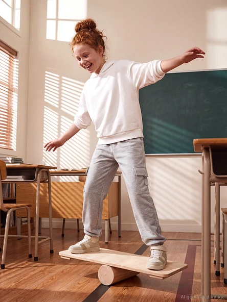 LCW Kids Gri Beli Lastikli Kız Çocuk Kargo Eşofman Altı ürün görseli 1