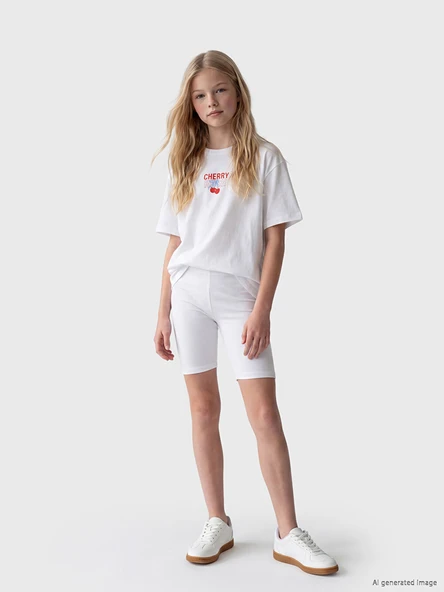 LCW Kids Beyaz Kız Çocuk Basic Kısa Tayt ürün görseli 1