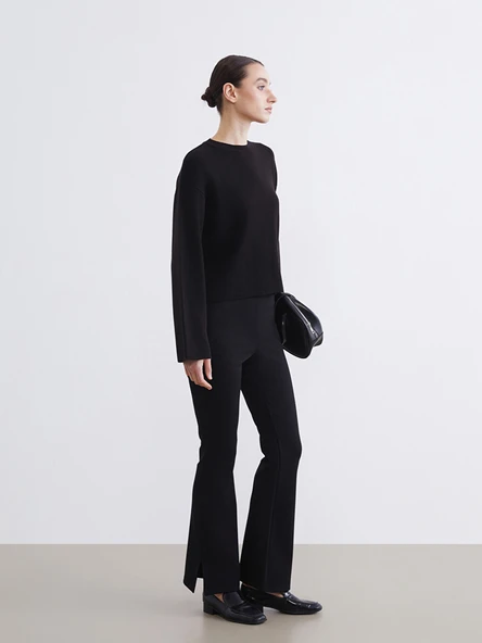 LCW Modest Siyah Slim Fit İspanyol Paça Kadın Pantolon ürün görseli 1