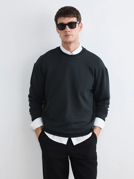 LCW Vision Antrasit Bisiklet Yaka Erkek Sweatshirt ürün görseli 1