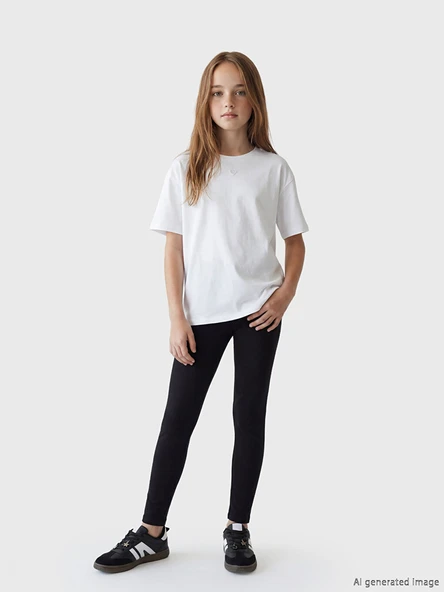 LCW Kids Siyah Beli Lastikli Kız Çocuk Tayt ürün görseli 1
