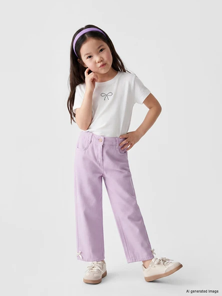 LCW Kids Lila Regular Fit Kız Çocuk Gabardin Pantolon ürün görseli 1