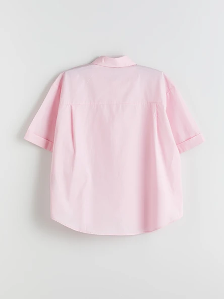 LCW Vision Pembe Oversize Poplin Kadın Gömlek - Resim 6