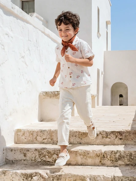 LCW Kids Ekru Beli Lastikli Erkek Çocuk Gabardin Pantolon ürün görseli 1