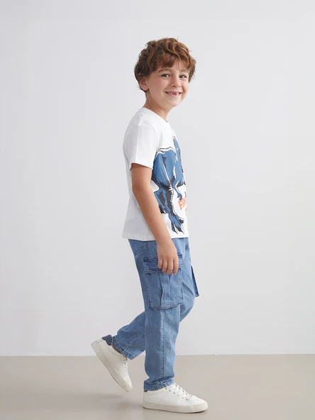 LCW Kids İndigo Beli Lastikli Erkek Çocuk Jean Pantolon ürün görseli 1