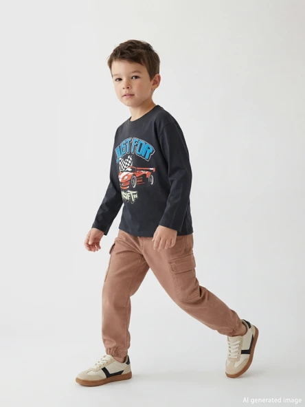 LCW Kids Kahverengi Beli Lastikli Erkek Çocuk Kargo Pantolon ürün görseli 1