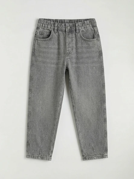 LCW Kids Gri Beli Lastikli Loose Fit Erkek Çocuk Jean Pantolon ürün görseli 1