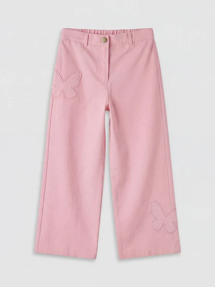 LCW Kids Pembe Beli Lastikli Nakışlı Kız Çocuk Pantolon ürün görseli 1