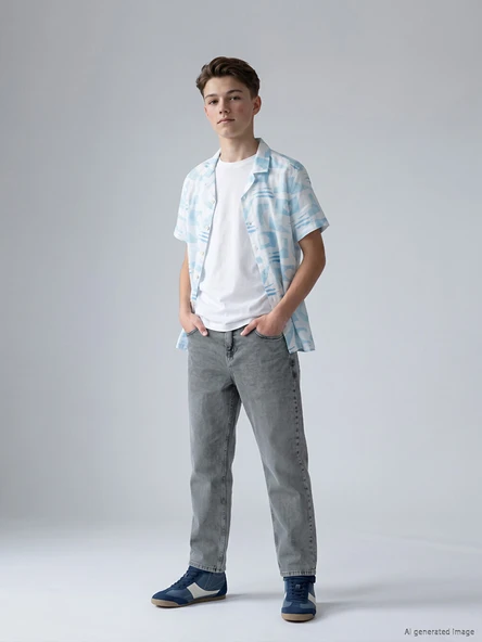 LCW Kids Gri Loose Fit Erkek Çocuk Jean Pantolon ürün görseli 1