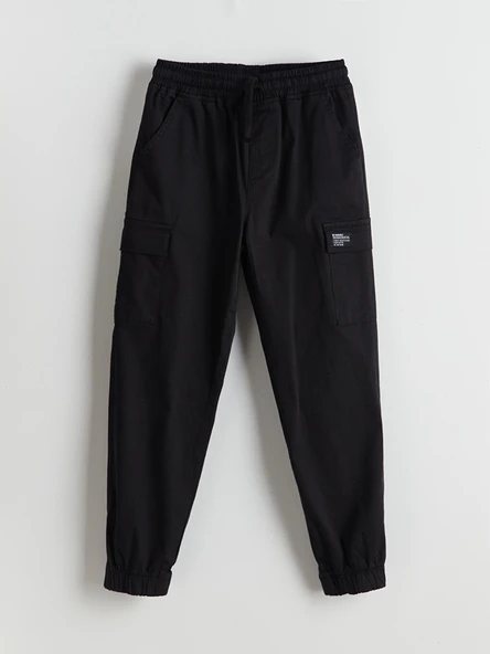 LCW Kids Siyah Beli Lastikli Erkek Çocuk Kargo Jogger Pantolon ürün görseli 1