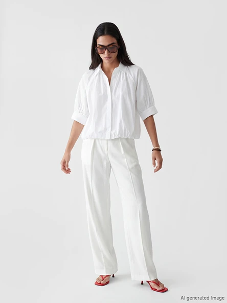 LCW Vision Beyaz Regular Fit Kadın Gömlek - Resim 2