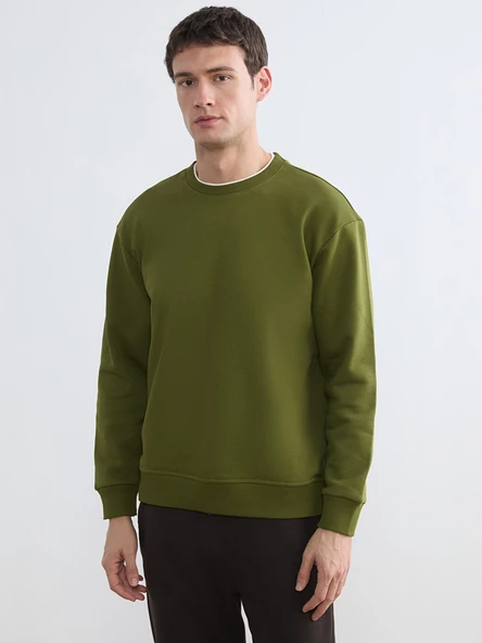 LCW Vision Haki Bisiklet Yaka Erkek Kalın Sweatshirt ürün görseli 1